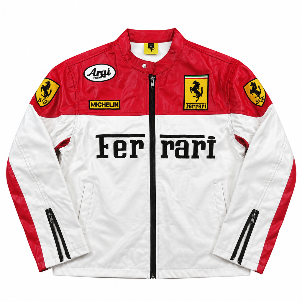Chaqueta racing cuero fino ferrari
