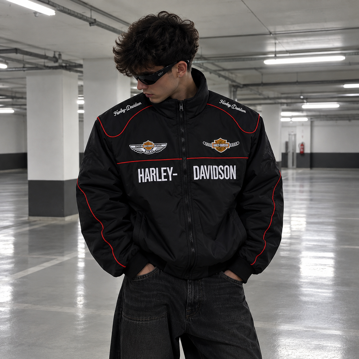 Chaqueta racing harley davidson negra