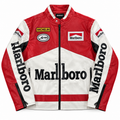 Chaqueta racing cuero marlboro blanca roja