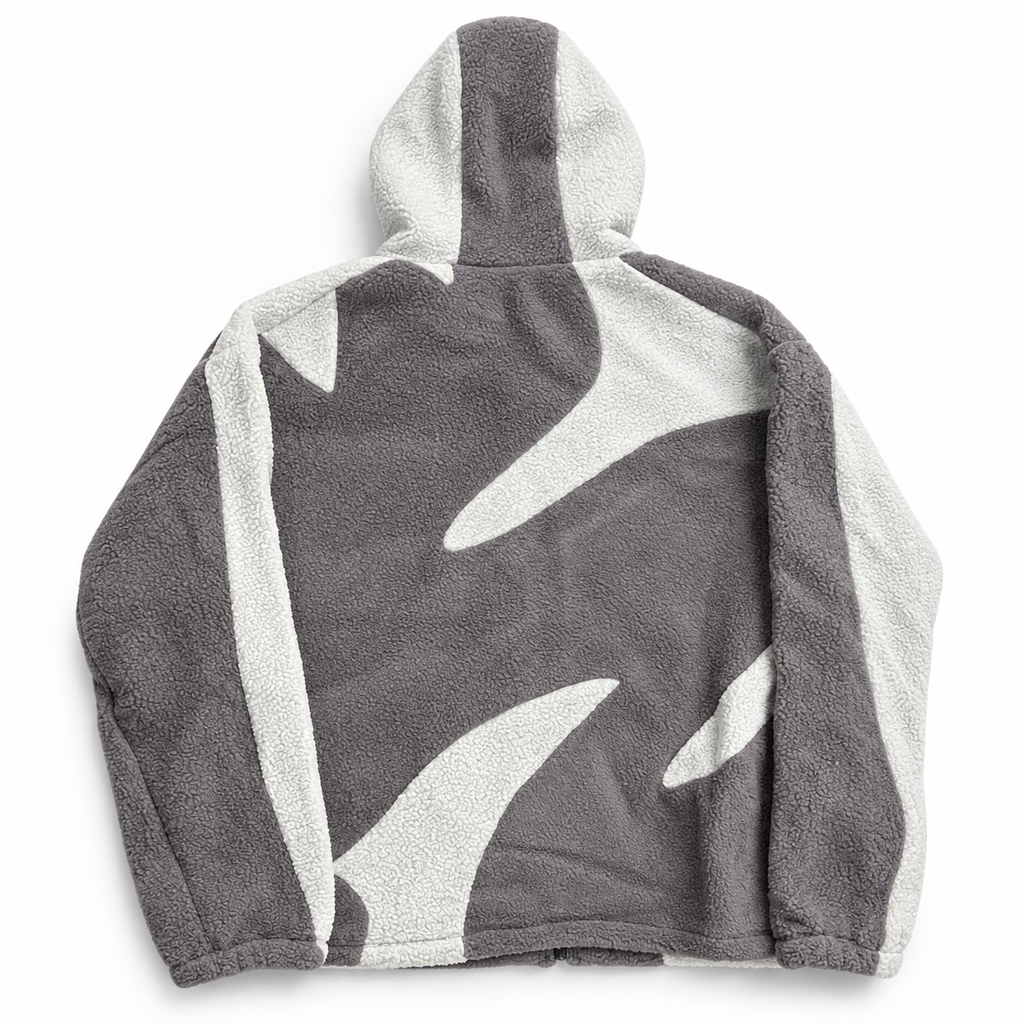 Forro polar cintura ajustable gris y blanco