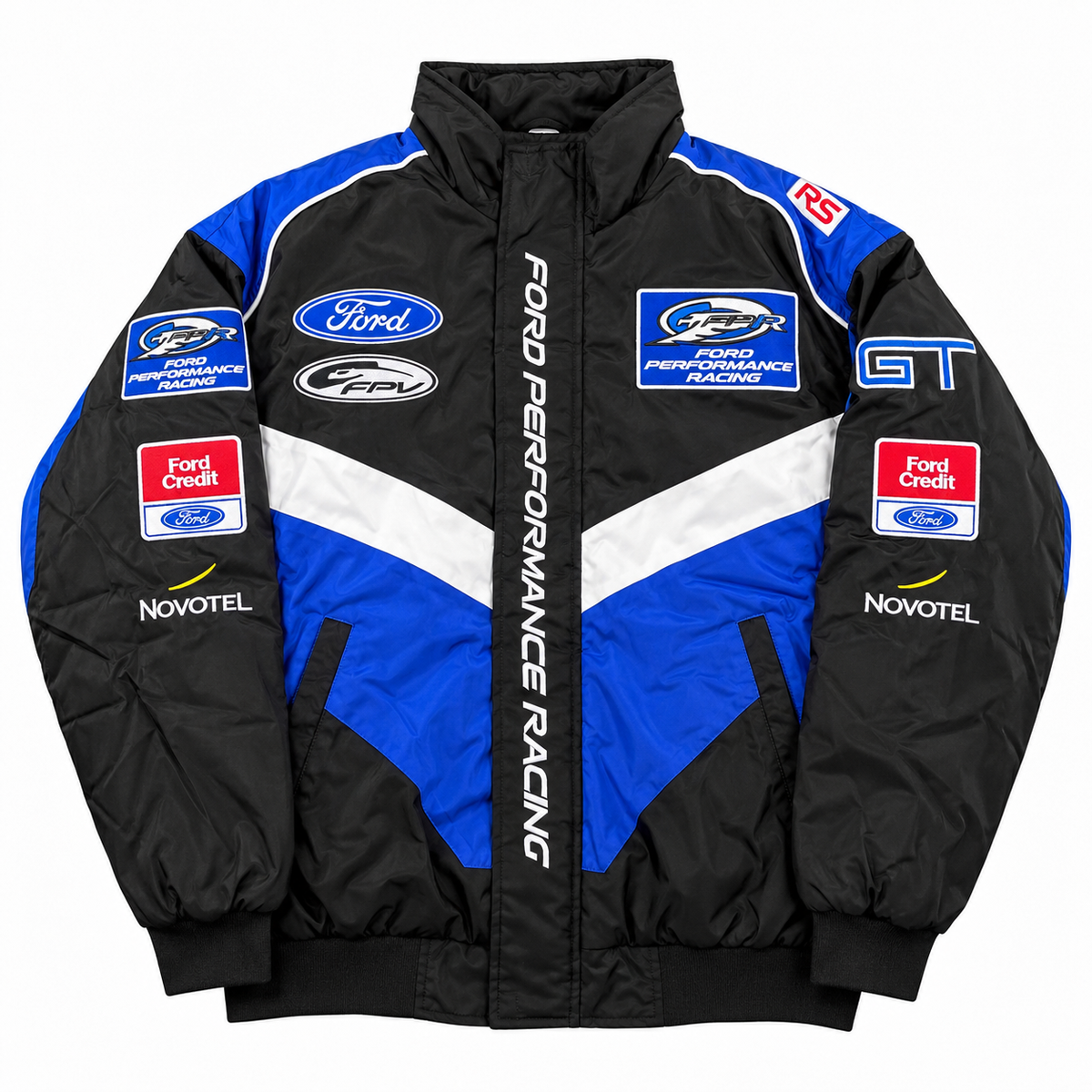 Chaqueta racing ford negra y azul