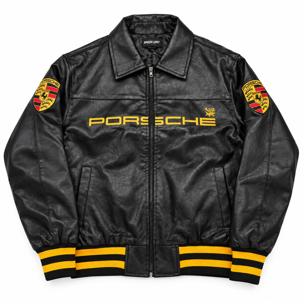 Chaqueta racing cuero negro porsche
