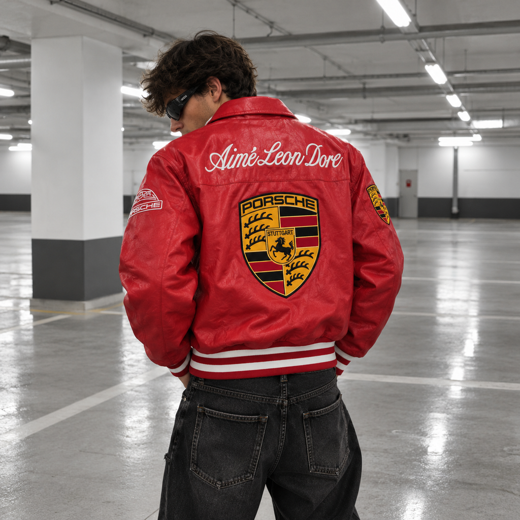 Chaqueta racing cuero porsche