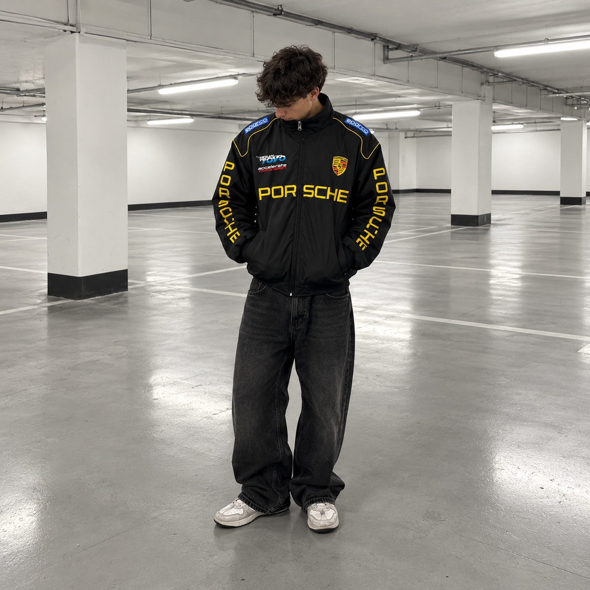 Chaqueta racing porsche negra