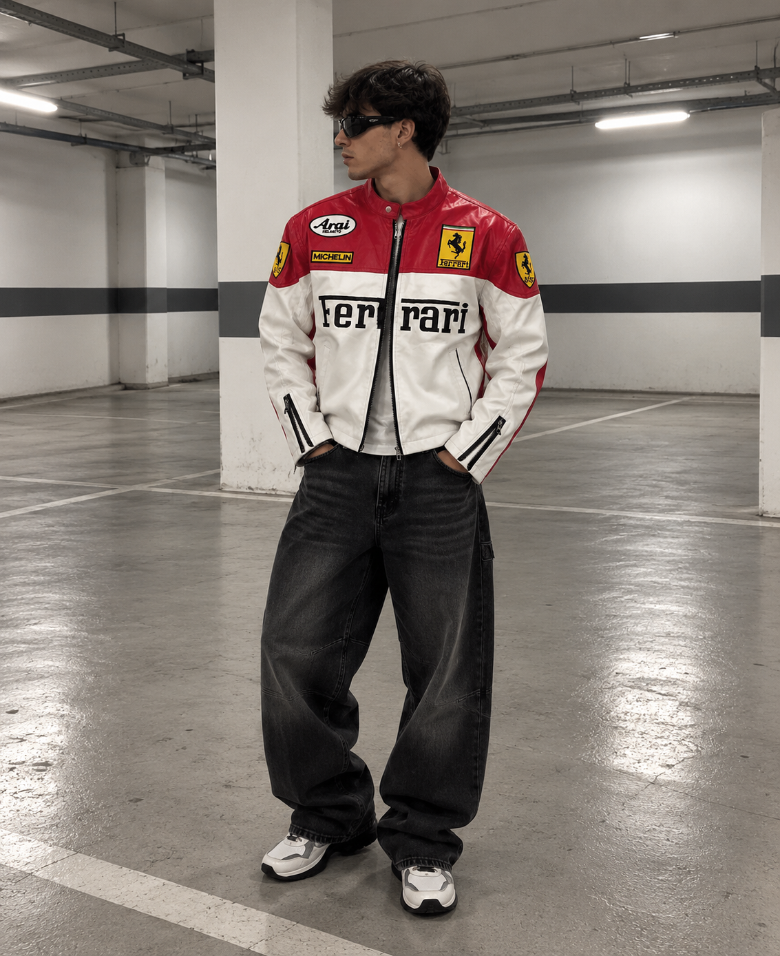 Chaqueta racing cuero fino ferrari