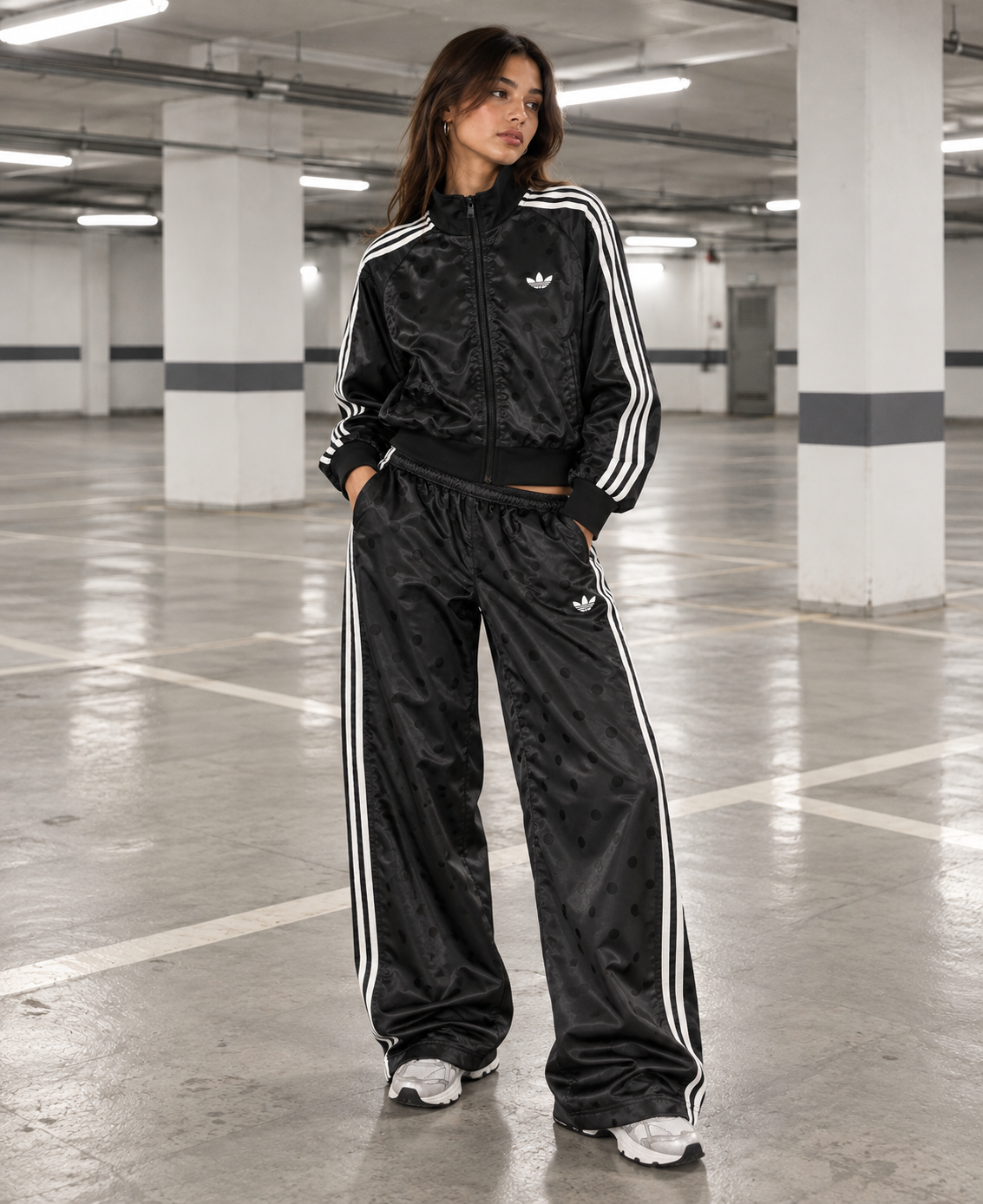 Chándal completo lunares negro adidas