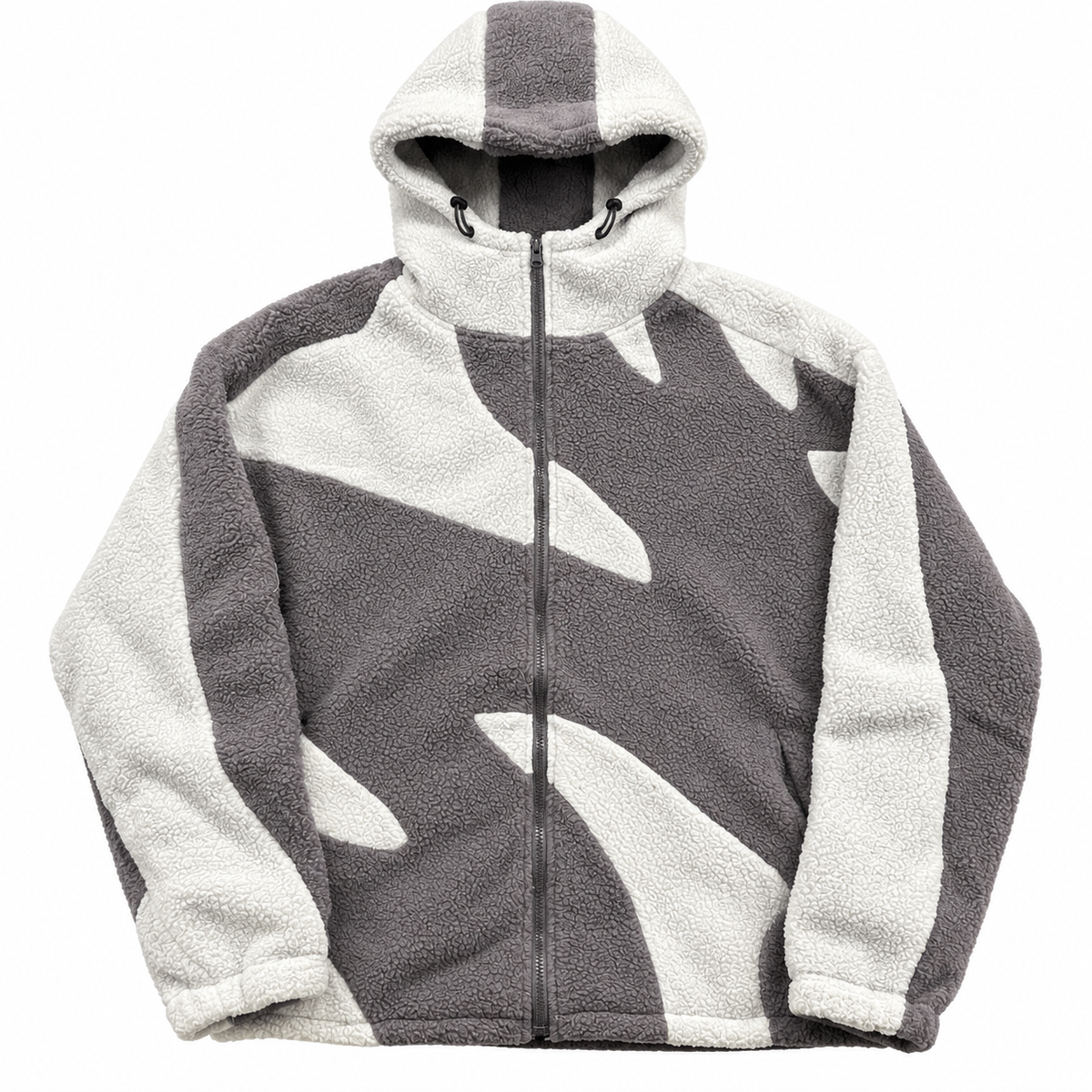 Forro polar cintura ajustable gris y blanco